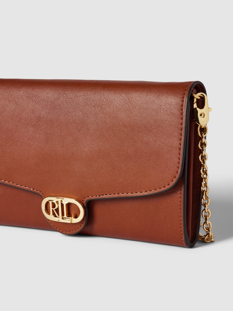 Crossbody Bag mit Label-Applikation Modell 'ADAIR' in cognac