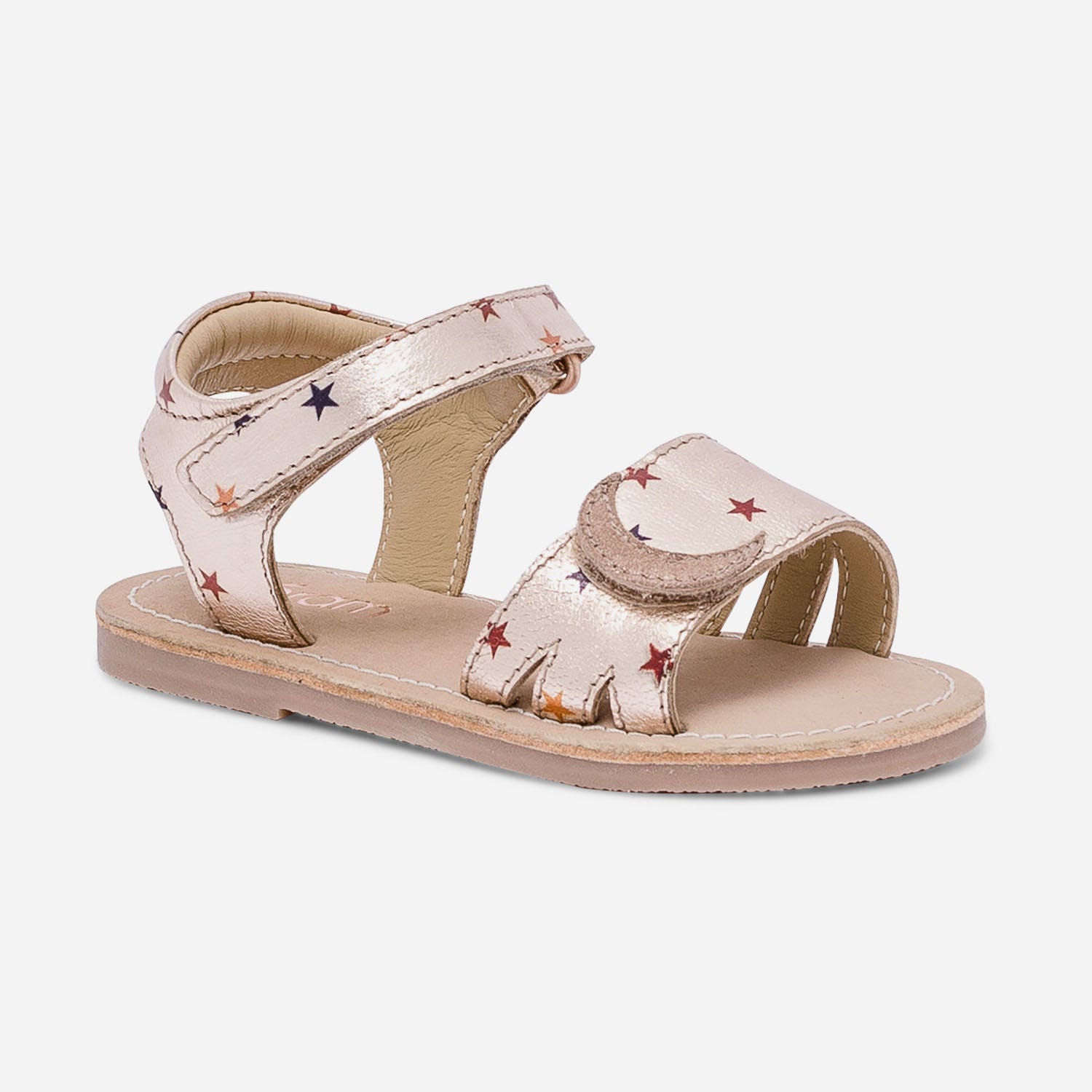 Sandale rose cuivré à étoiles à scratchs