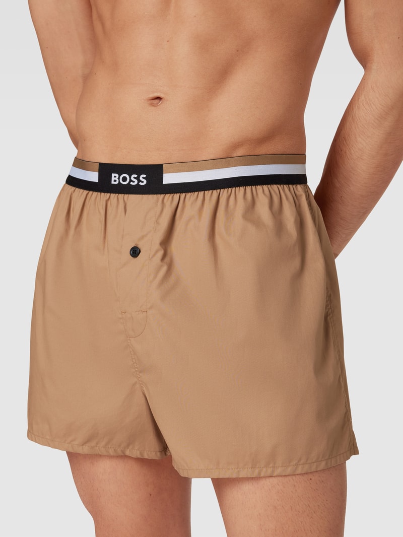 Boxershorts mit Logo-Bund im 2er-Pack Modell 'Boxer' in camel