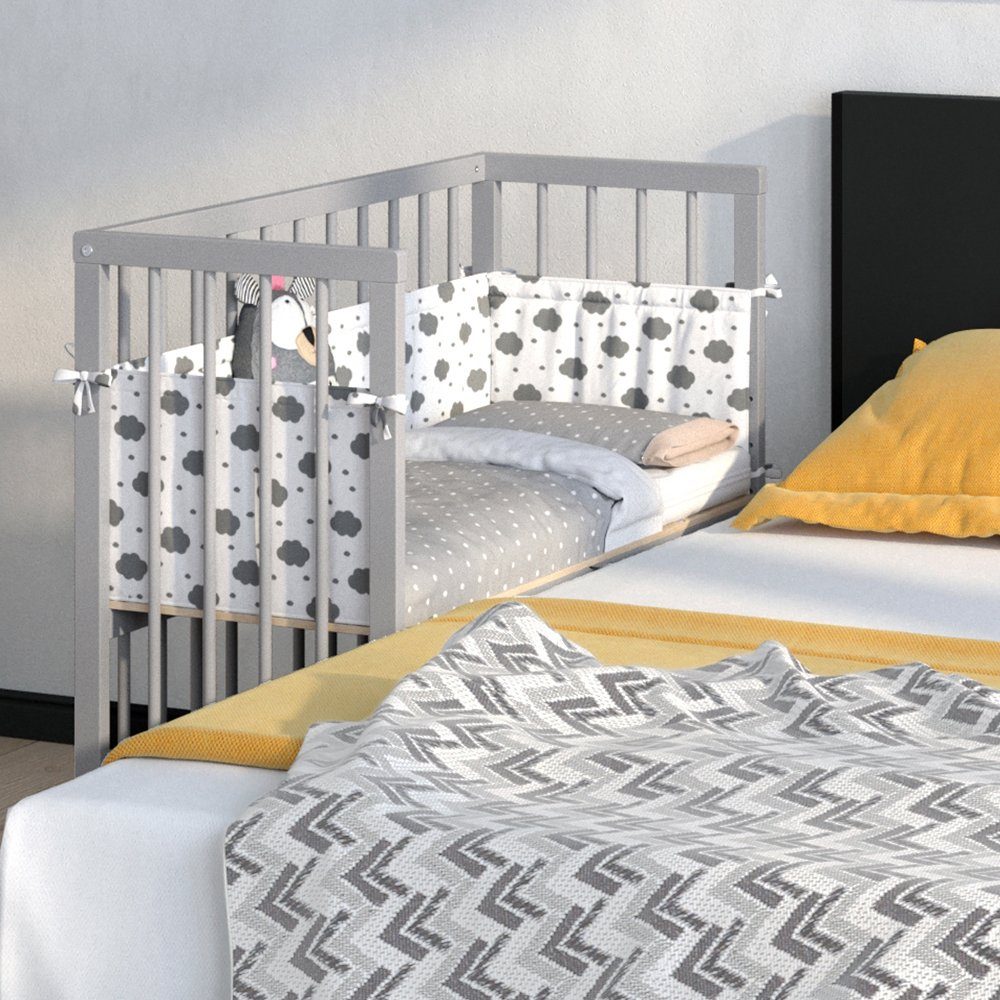 VitaliSpa® Beistellbett Babybett Stubenbett SOPHIE 93x46x75 Grau