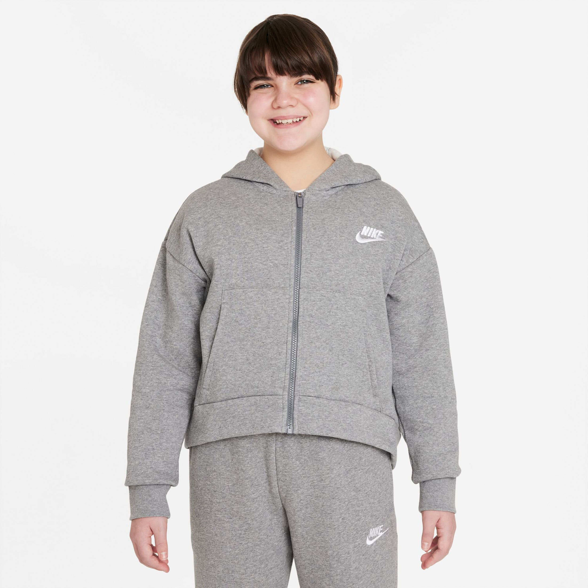 Sportswear Club Fleece Sweatjacke Mädchen - Grau, Weiß