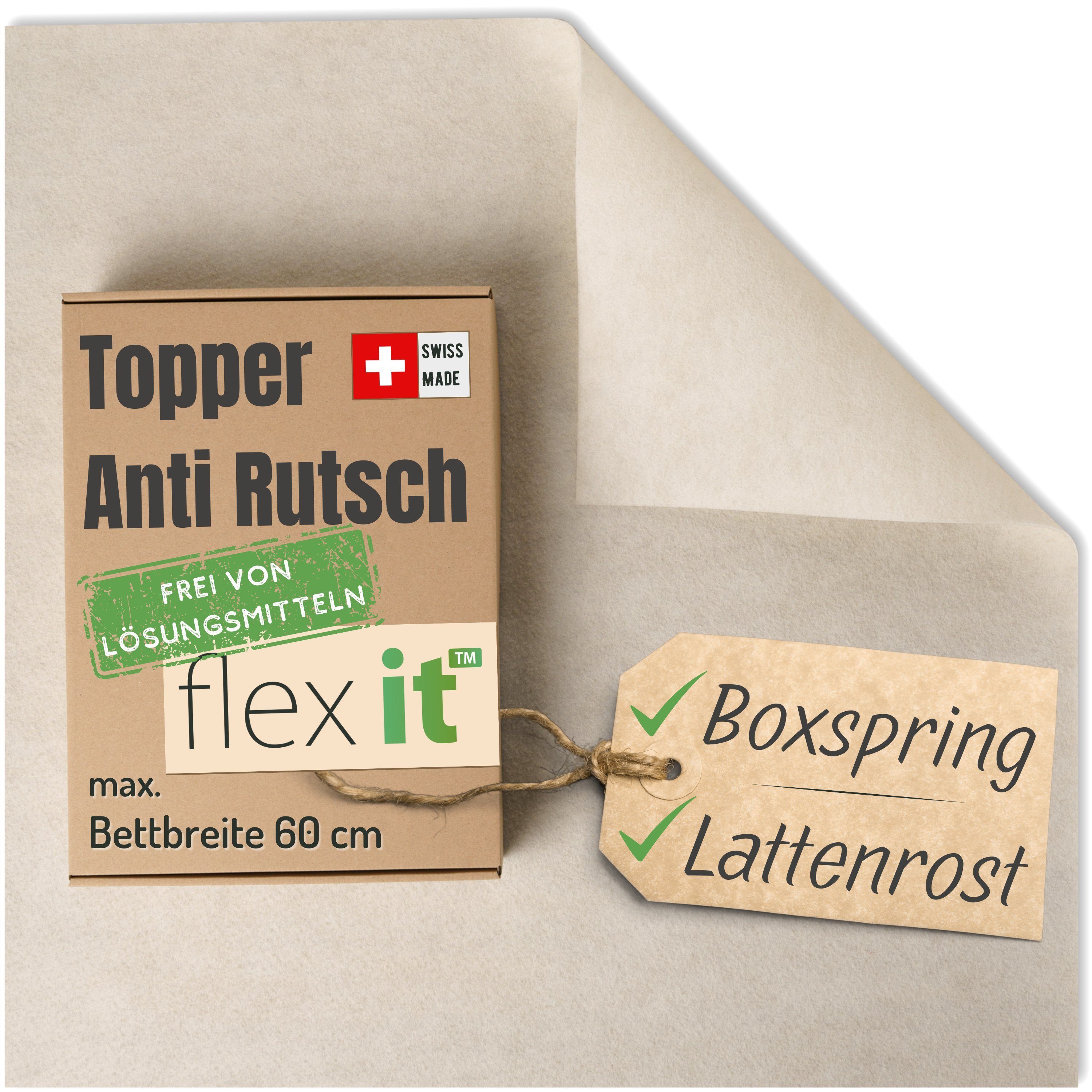 Matratzenschoner Anti Rutsch für Topper, flex it® Antirutschmatte für Boxspringbett flex it, Allergikergeeignet, Frei von Lösungsmitteln und Weichmachern