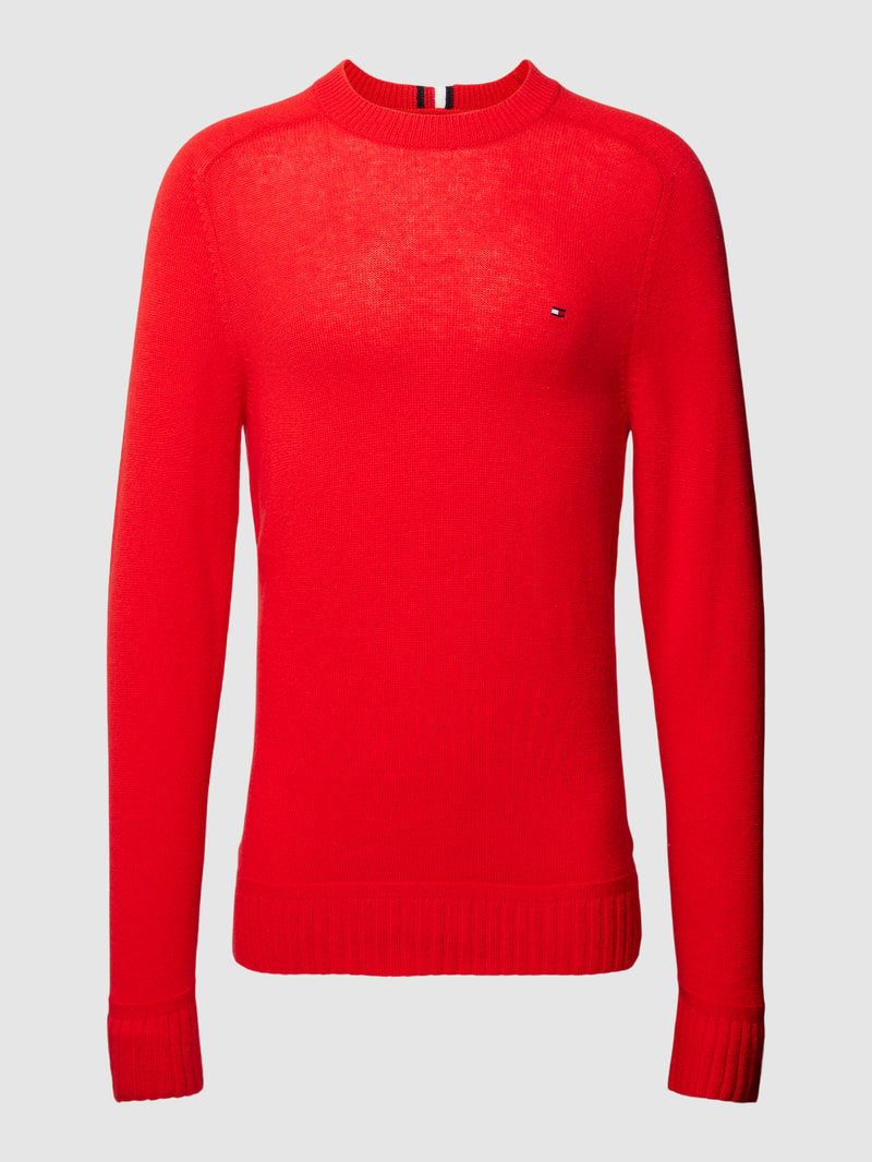 Strickpullover mit Label-Stitching Modell 'MERINO' in rot