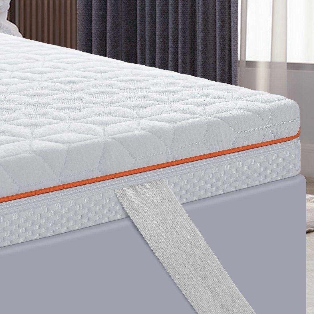 Topper BedStory Topper, Memory Gel Kaltschuam Matratzenauflage rthopädisch, BedStory, 7.5 cm hoch, Waschmaschinengeeignet, Boxspringgeeignet, Mit Reißverschluss, Vakuum Verpackung, Abnehmbarer Antibakterieller Bezu, 4 Gummibänder, Atmungsaktiv, Ergon