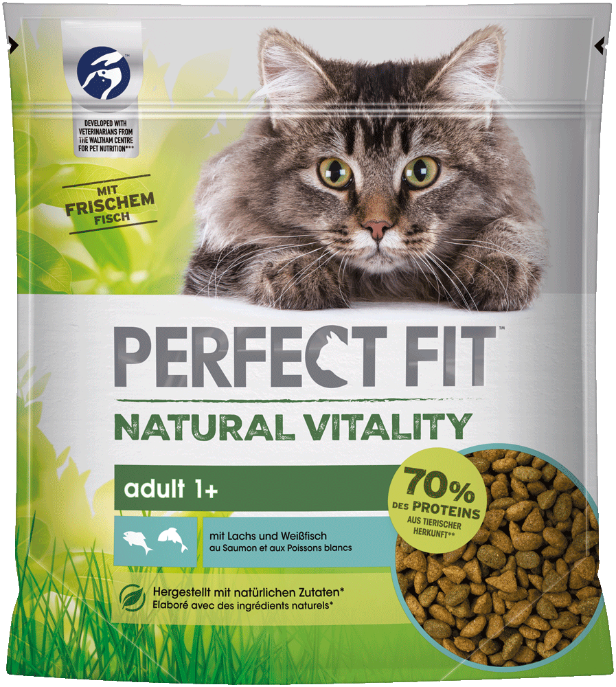 PERFECT FIT Trockenfutter PERFECT FIT Natural Vitality Adult +1 Sparpaket 6x650g Lachs & Weißfisch