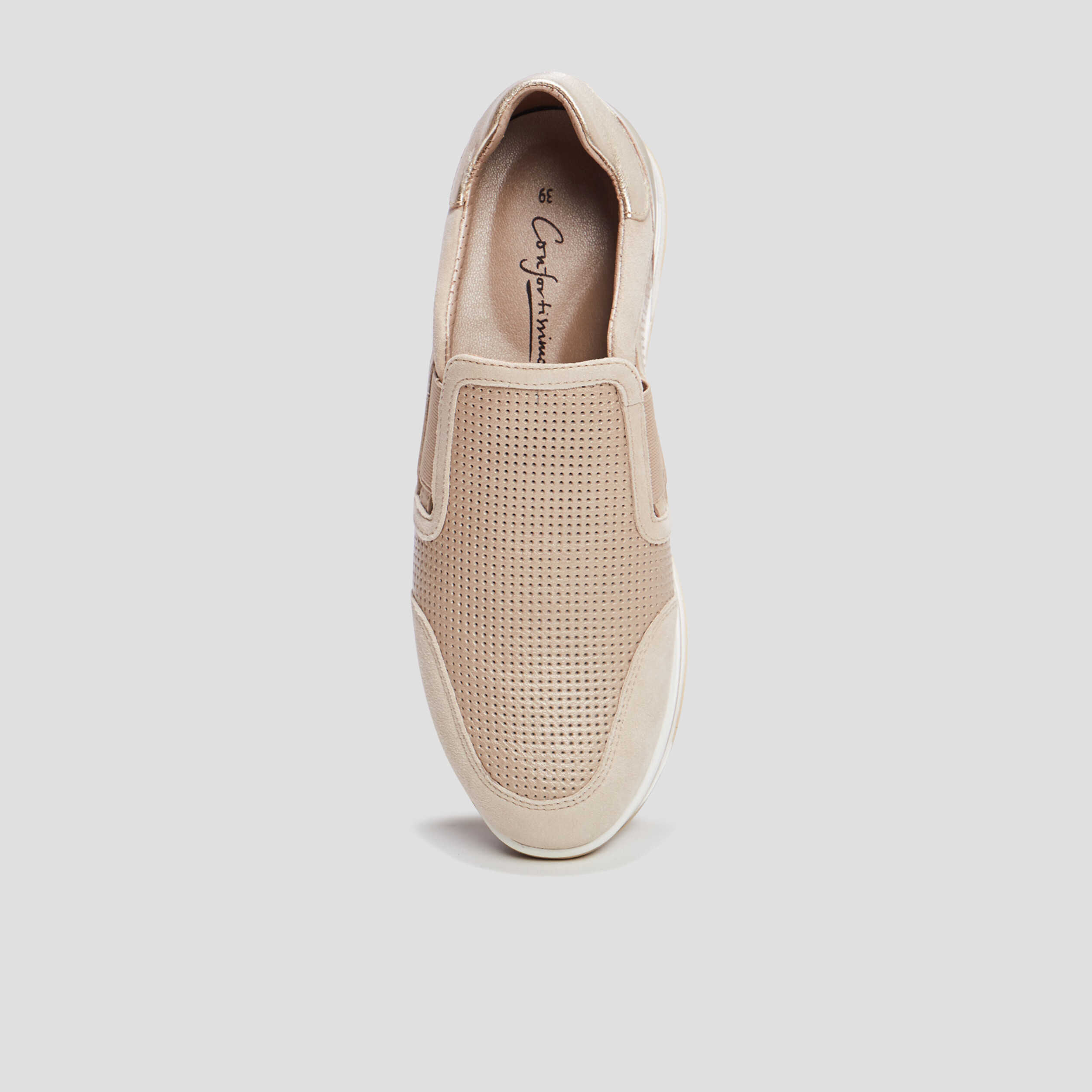 Loafers emboîtants en cuir pied large gris argent femme | La Halle