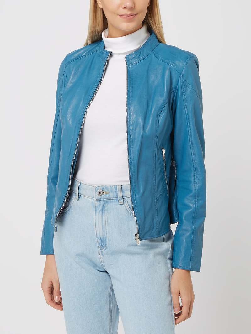 Lederjacke im Biker-Look Modell 'Ylvi' in blau