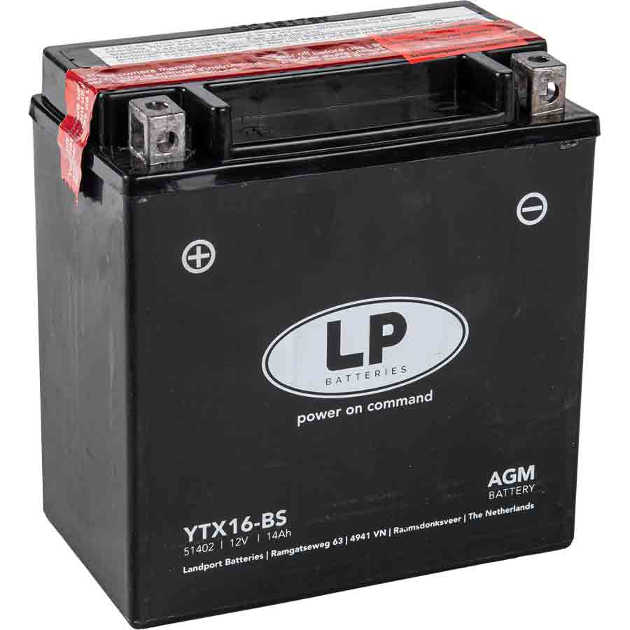 Landport YTX16-BS AGM Motorrad Batterie, 12 V 14 AH - ATU