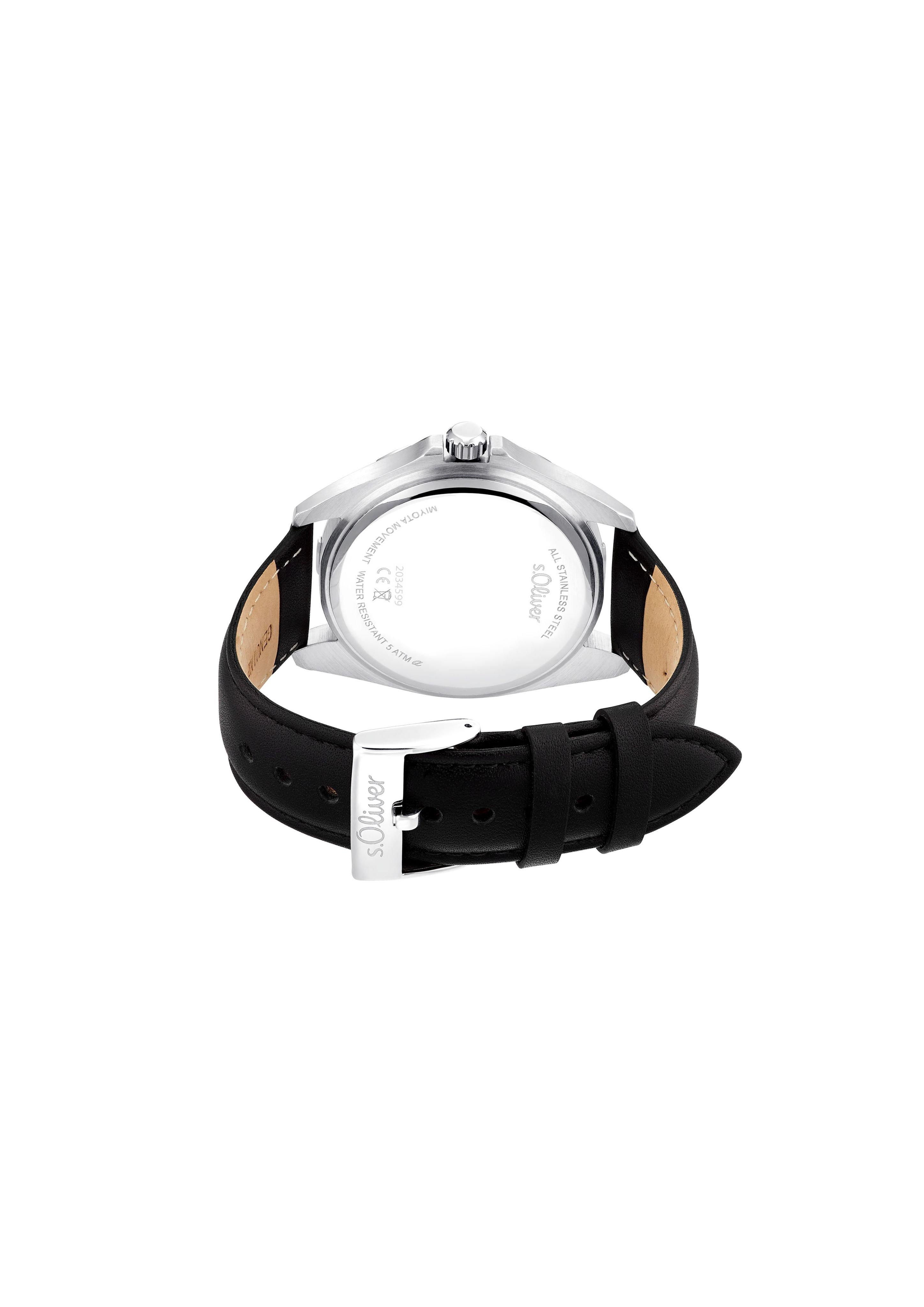 Edelstahluhr mit Lederarmband  6007258-92B0