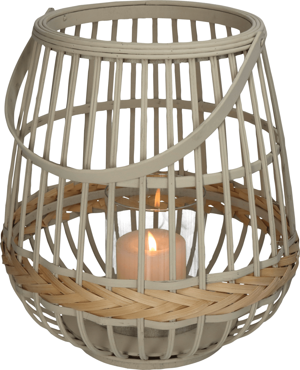 Windlicht aus Bambus, greige (29,5x29,5x32 cm), 1 St