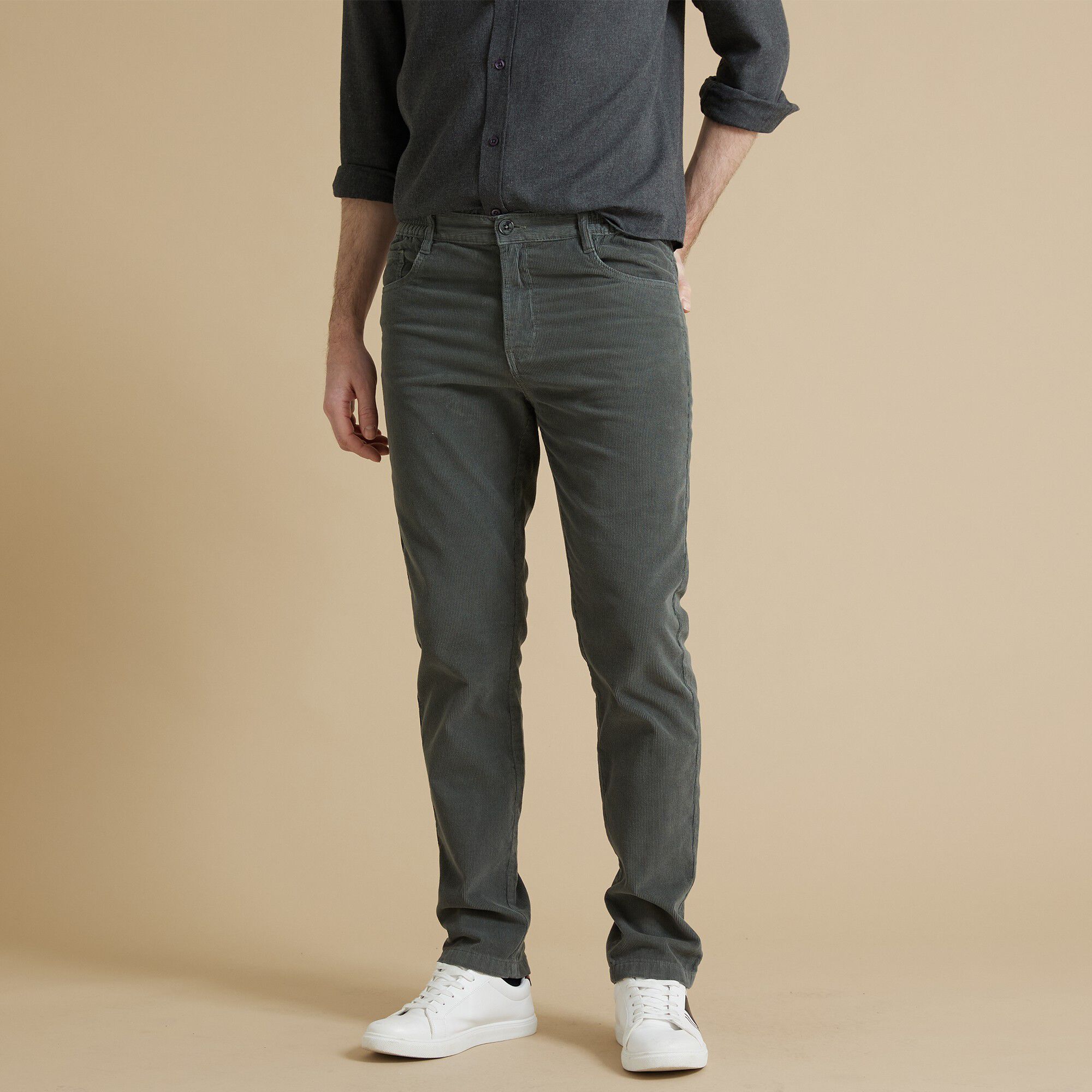Pantalon droit 5 poches velours milleraies