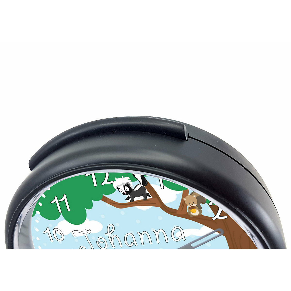 Kinder Funkwecker personalisiert mit Namen Waldtiere Atom-/Funkuhr, 12-Stunden-Anzeigeformat, Schlummerfunktion, Nachtlicht, Geräuschlos/Ohne Ticken