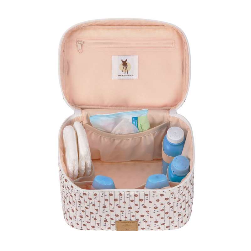 Trousse nurserie vanity nomade fleurs blanc Lässig
