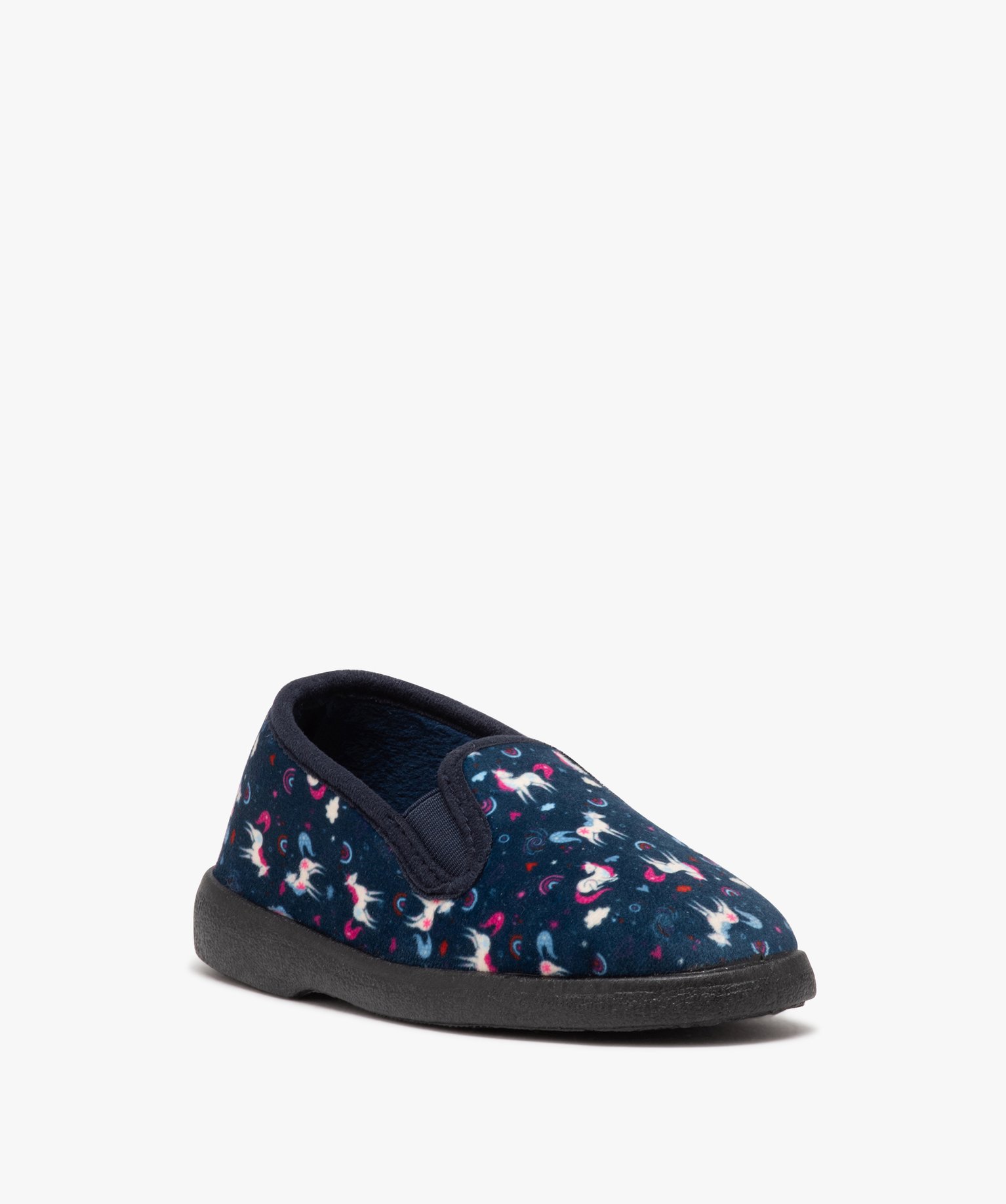 Chaussons fille en velours à motif licorne marine | GEMO