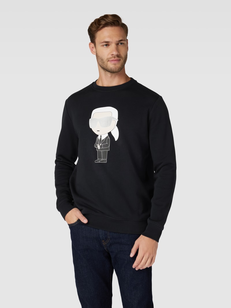 Sweatshirt mit Label-Print in dunkelblau