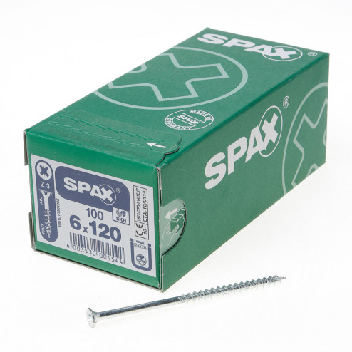 SPAX 1081010601205 Spaanplaatschroef 6x 120 mm Verzonken Multikop Kruis Z3 Deeldraad WIROX 100st