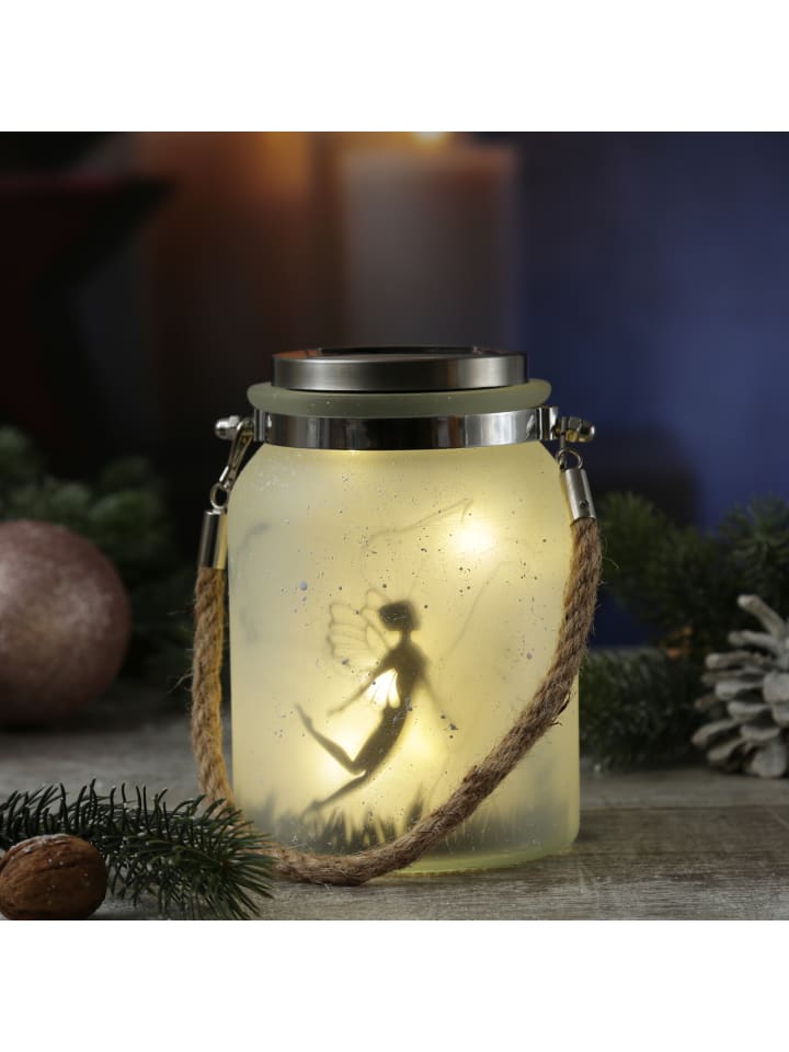 MARELIDA LED Solarglas Schmetterlingsfee Windlicht Laterne Feenlicht 16cm in weiß günstig kaufen onesize