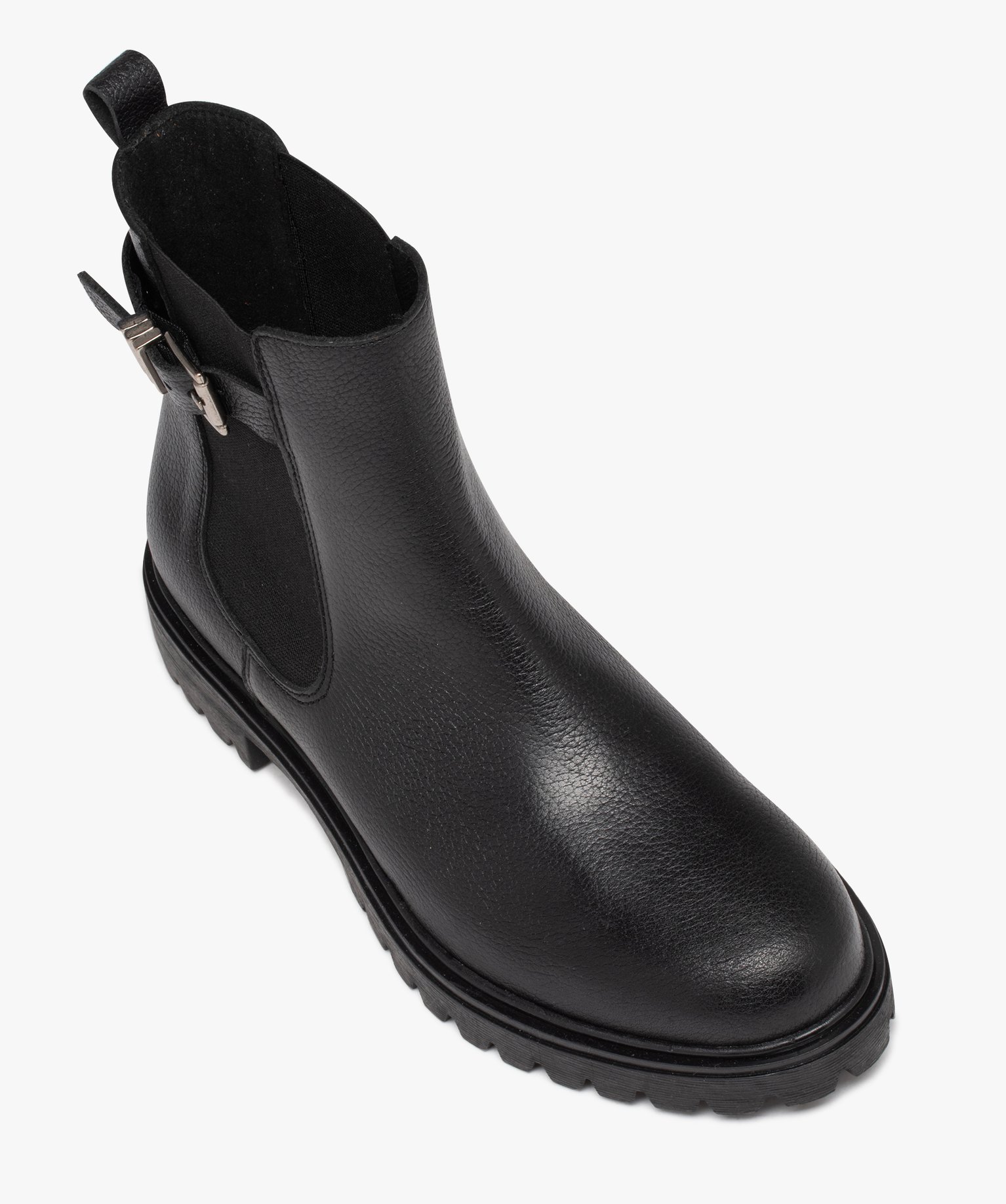 Boots femme unies style Chelsea à semelle crantée - Taneo noir | GEMO