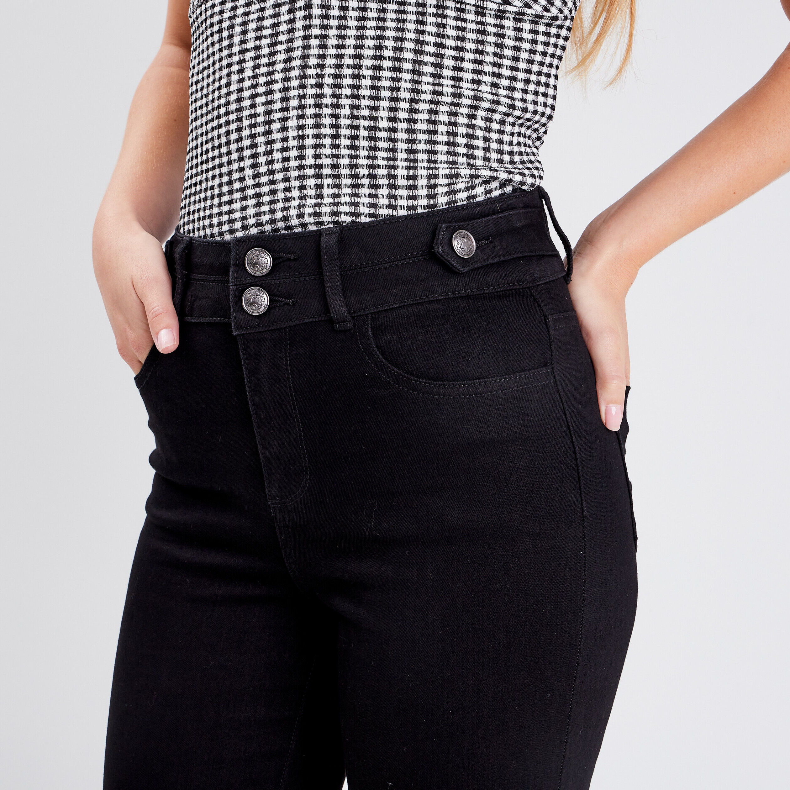Jeans bootcut avec pattes denim noir femme | Cache Cache