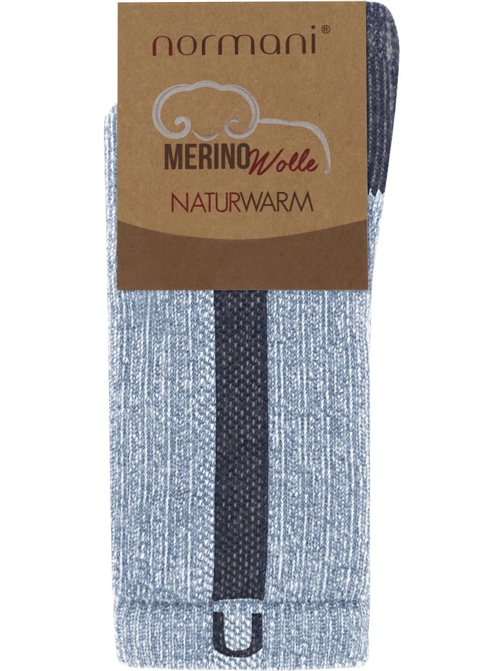 normani 2 Paar Merino Wander- und Arbeitssocken Nowra in Blau/Grau günstig kaufen