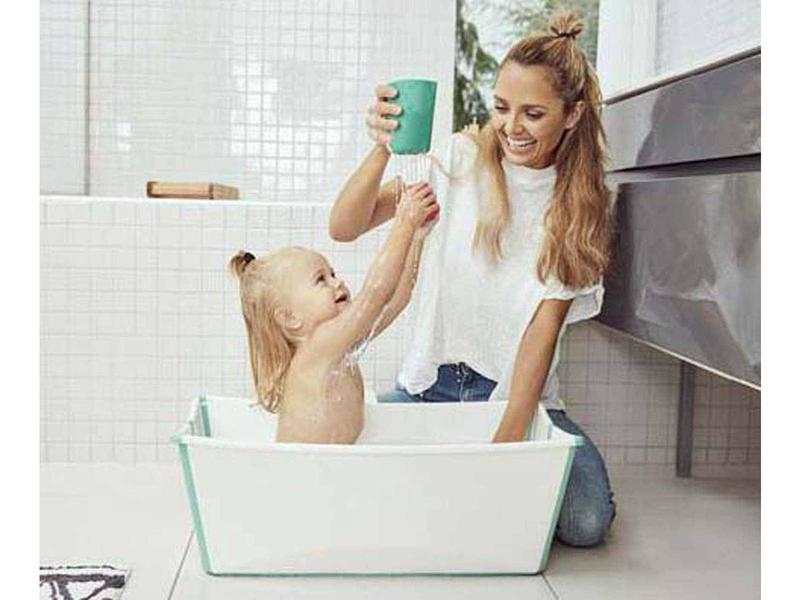 Ensemble baignoire Flexi Bath et transat de bain nouveau-né transparent vert