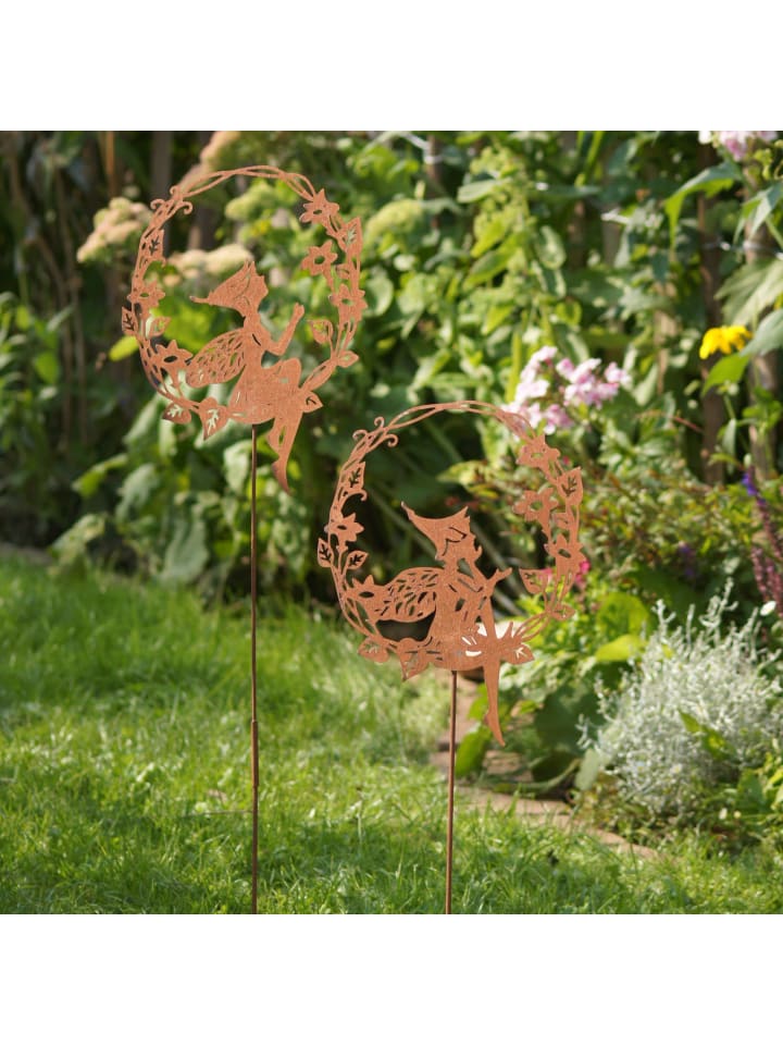 UNUS 2er Set Gartenstecker Rost Elfen in Braun günstig kaufen onesize