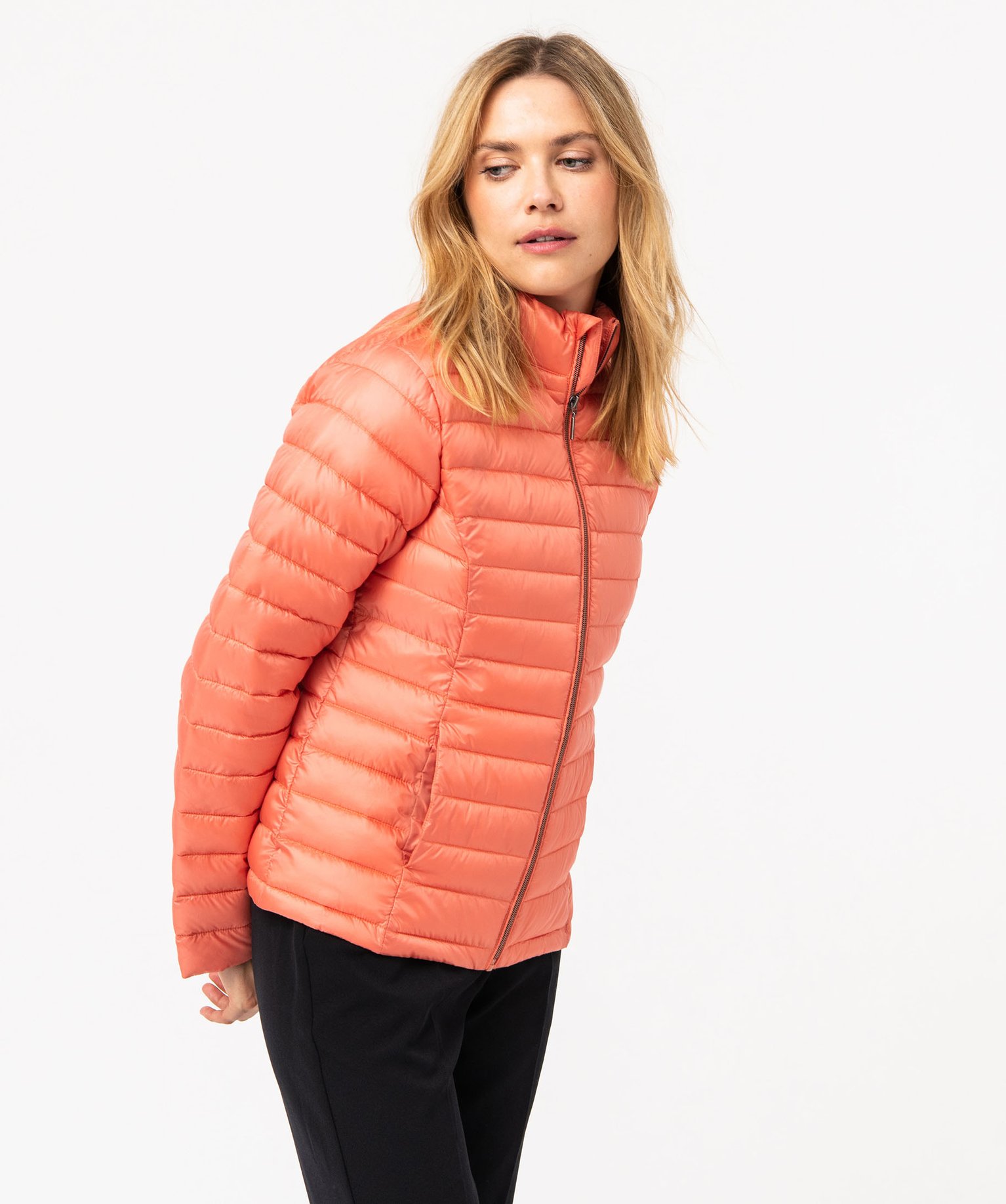 Doudoune à col montant avec rembourrage fin femme rose | GEMO