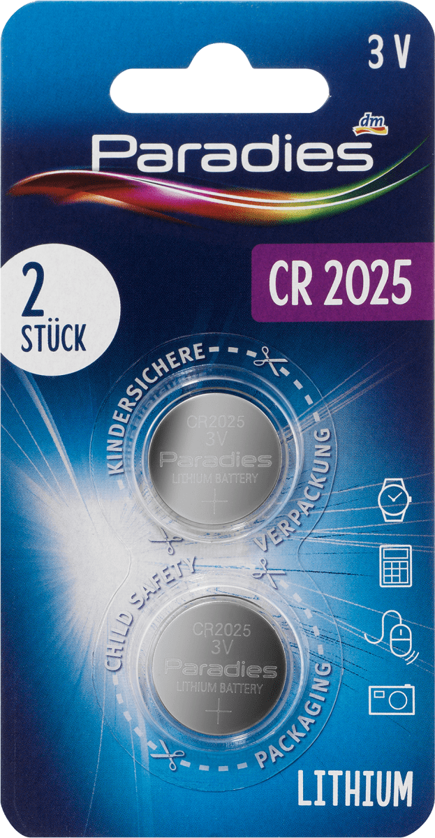 Batterien\tKnopfzelle CR2025, 2 St