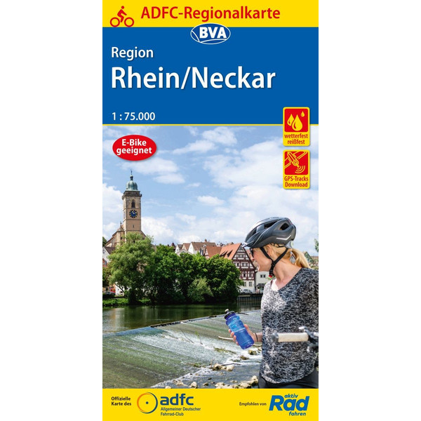 ADFC-REGIONALKARTE REGION RHEIN/NECKAR, 1:75.000 - Fahrradkarte