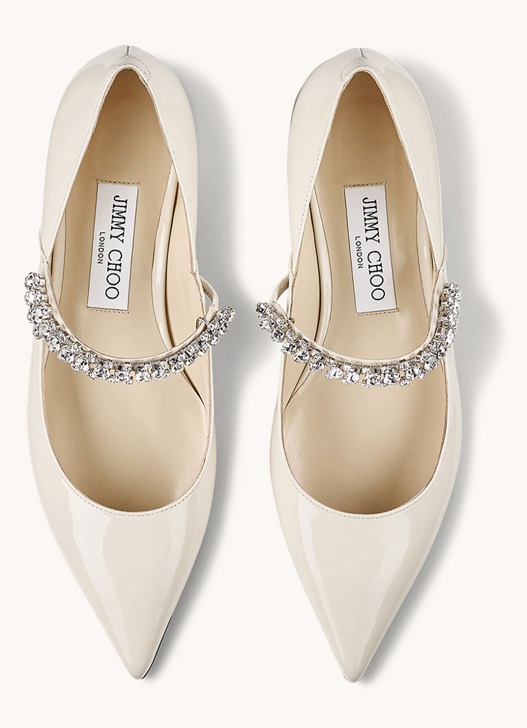 Pantofi cu toc Jimmy Choo Bing din piele de vițel, împodobiți cu cristale.