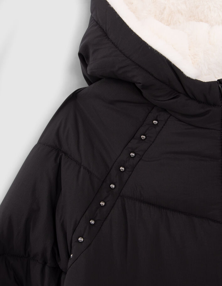 Doudoune noire fourrée recyclée avec moufles fille