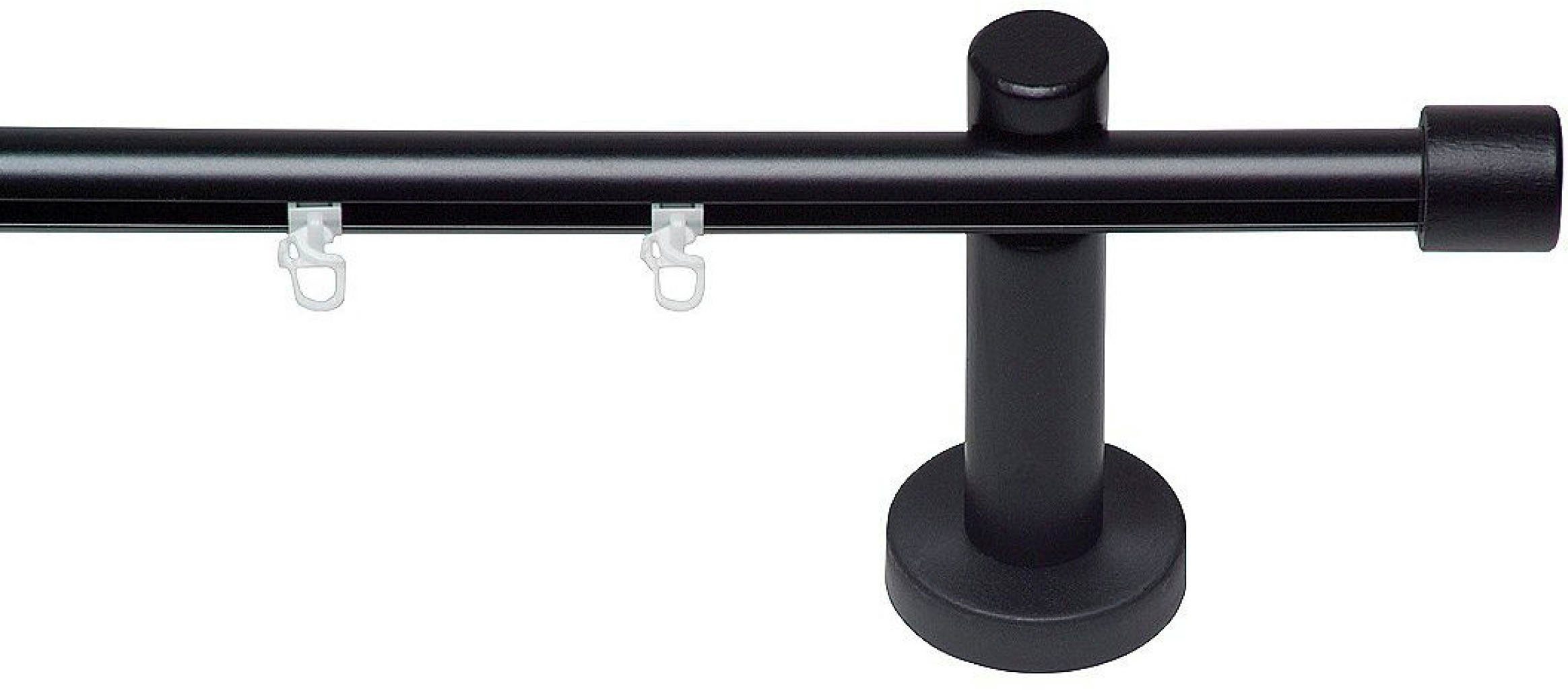 Gardinenstange KEA, GARESA, Ø 20 mm, 1-läufig, Wunschmaßlänge, mit Bohren, verschraubt, Aluminium, Holz, Kunststoff, Vorhanggarnitur, mit Profilverbinder verlängerbar, Wandmontage, Kappe