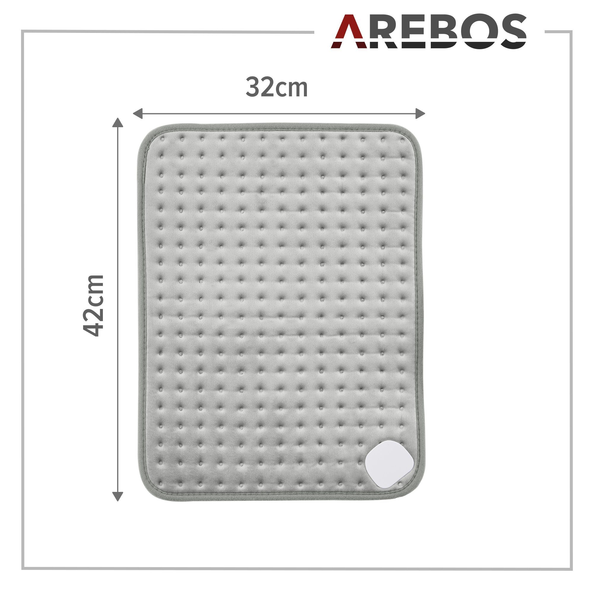 Arebos Heizkissen Wärmekissen, Schulter, Rückenheizung, 3 Grössen, Grau, Stück, Inkl. praktischer Aufbewahrungstasche