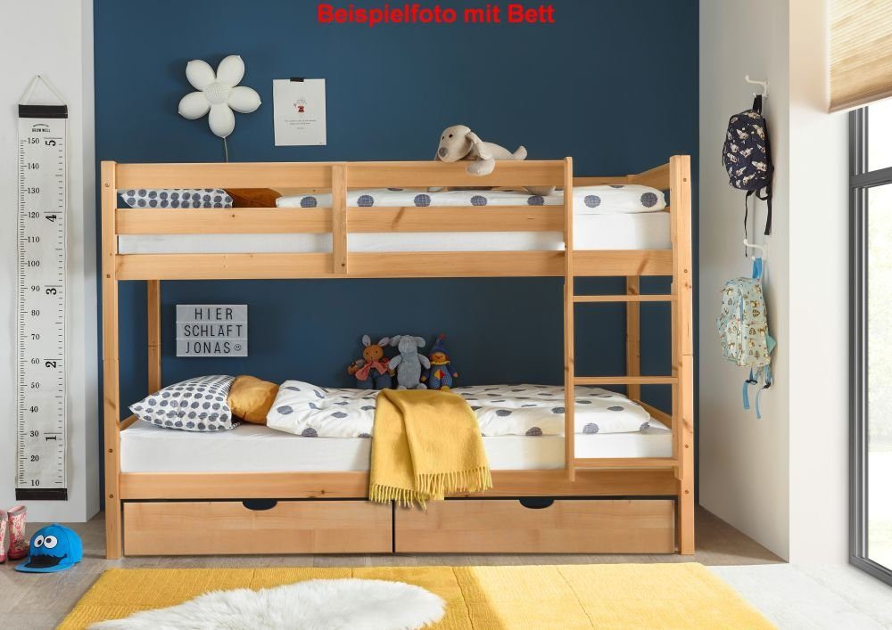 Kindermöbel 24 Bettschubkasten Alain Kiefer massiv natur auf 4 Rollen