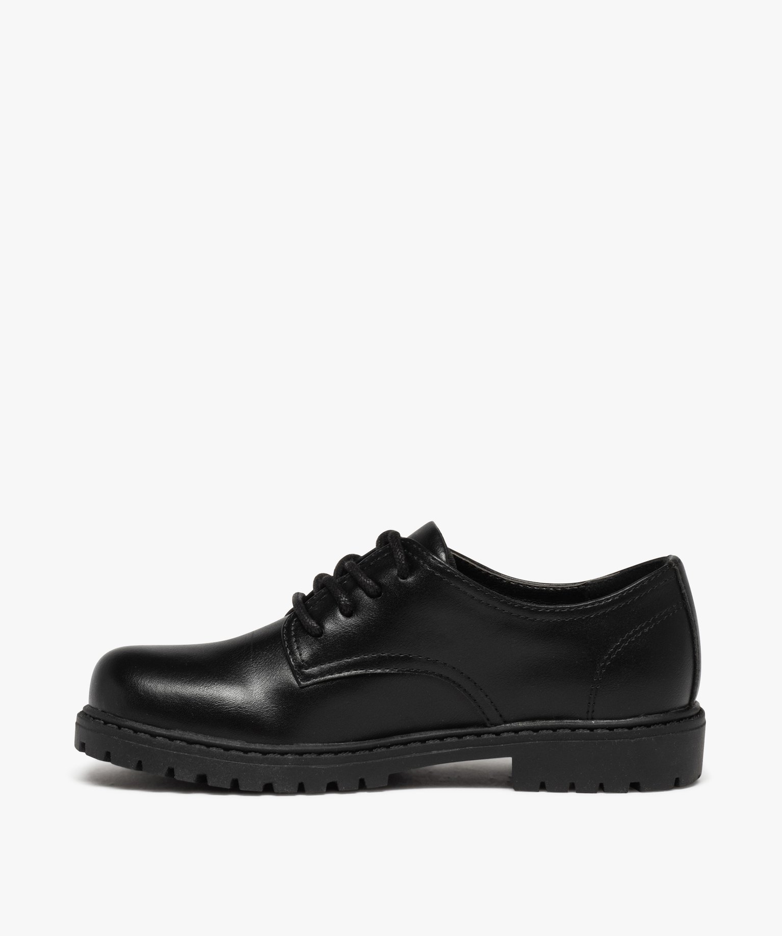 Derbies Garçon unis à lacets et semelle crantée noir | GEMO