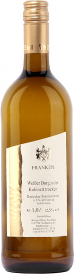2021 Weißer Burgunder Kabinett trocken 1,0 L - Weingut Knoblach