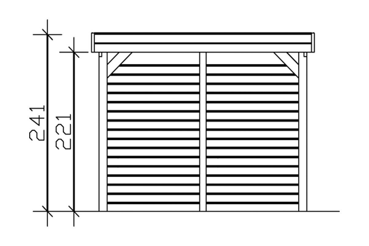 Skanholz Einzelcarport Friesland 2, BxT: 314x708 cm, 207 cm Einfahrtshöhe, (Set), mit Abstellraum