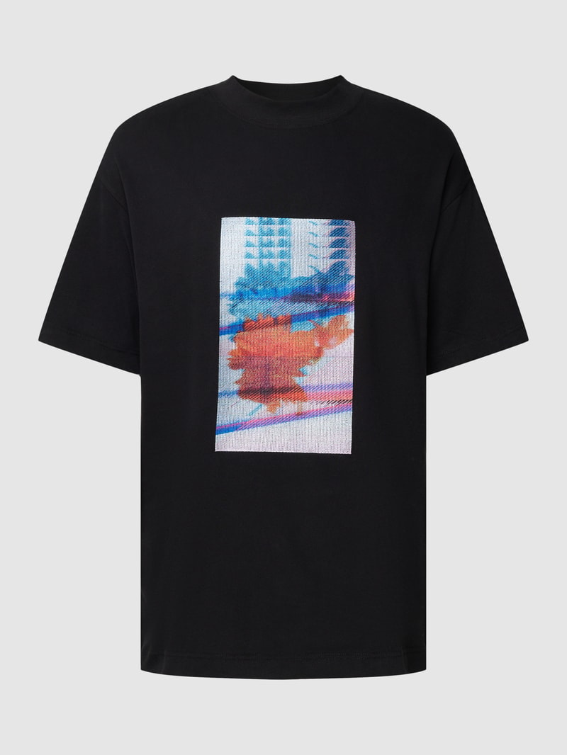 T-Shirt mit Motiv-Stitching Modell 'MOTION' in black