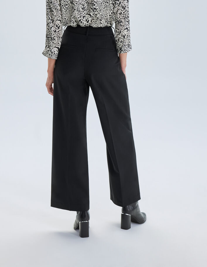 Pantalon large noir taille haute Femme