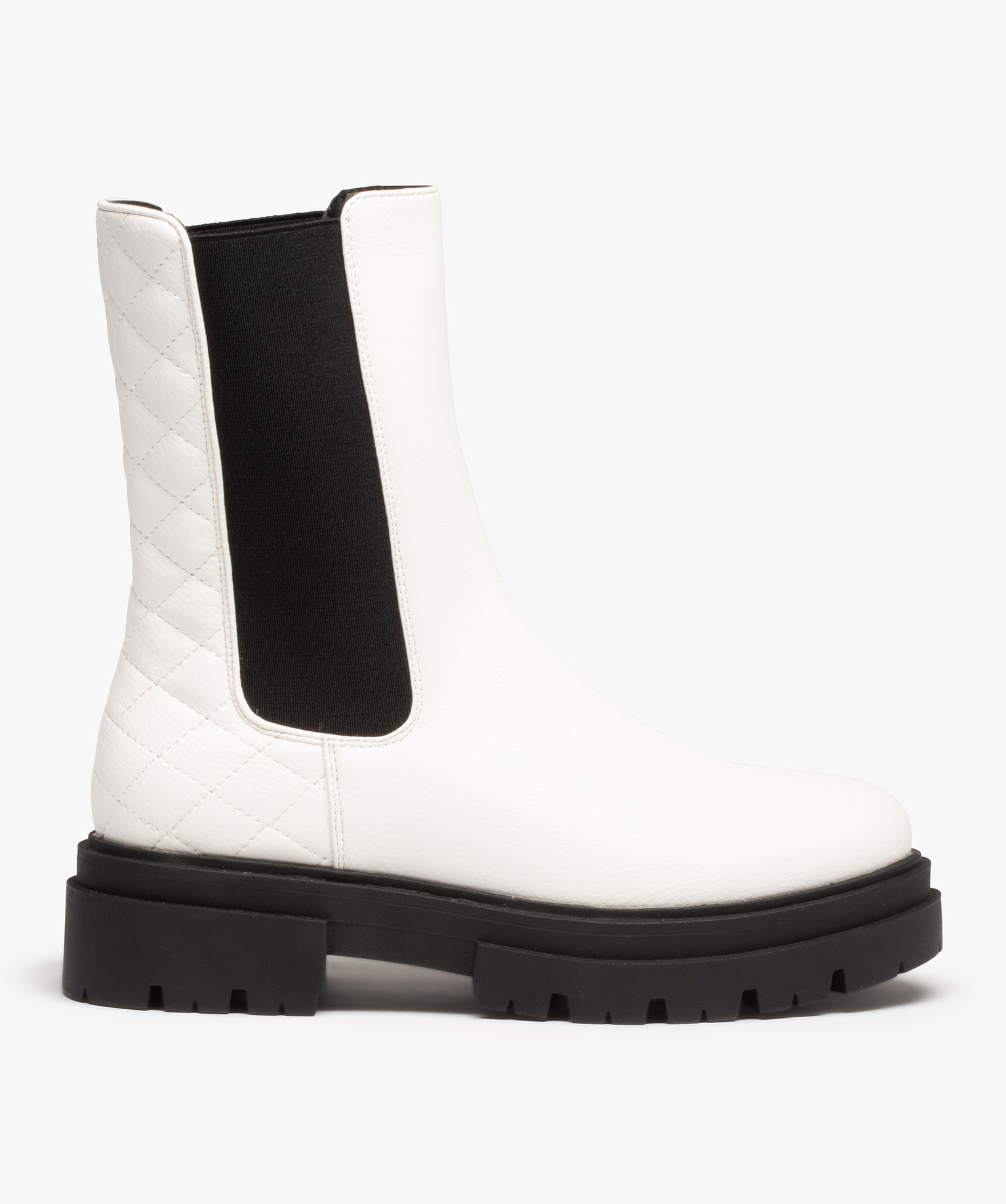 Boots femme Chelsea contrastées à semelle crantée blanc | GEMO