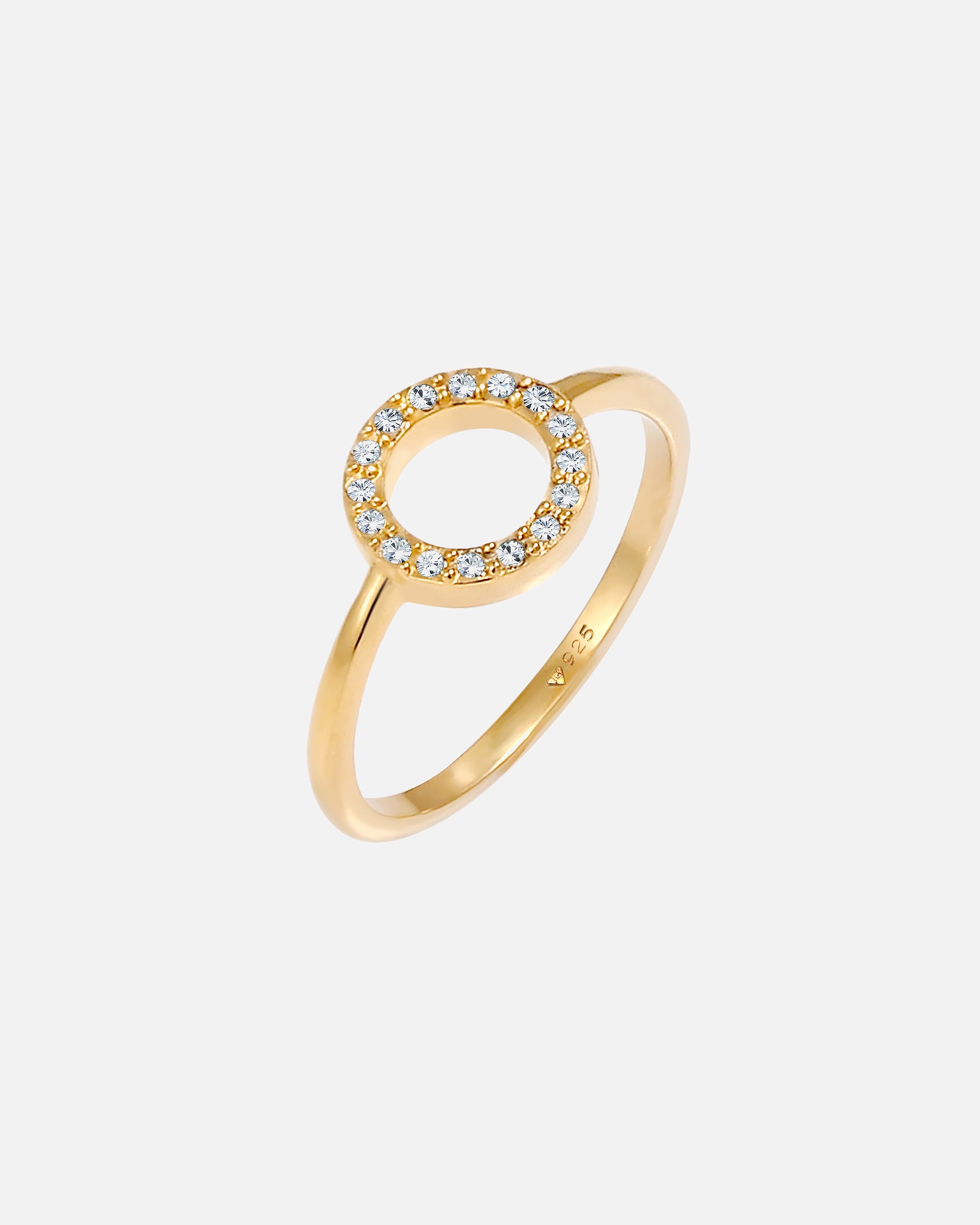 Anillo Elli para mujer con diseño geométrico de filigrana y cristales en plata de ley 925.