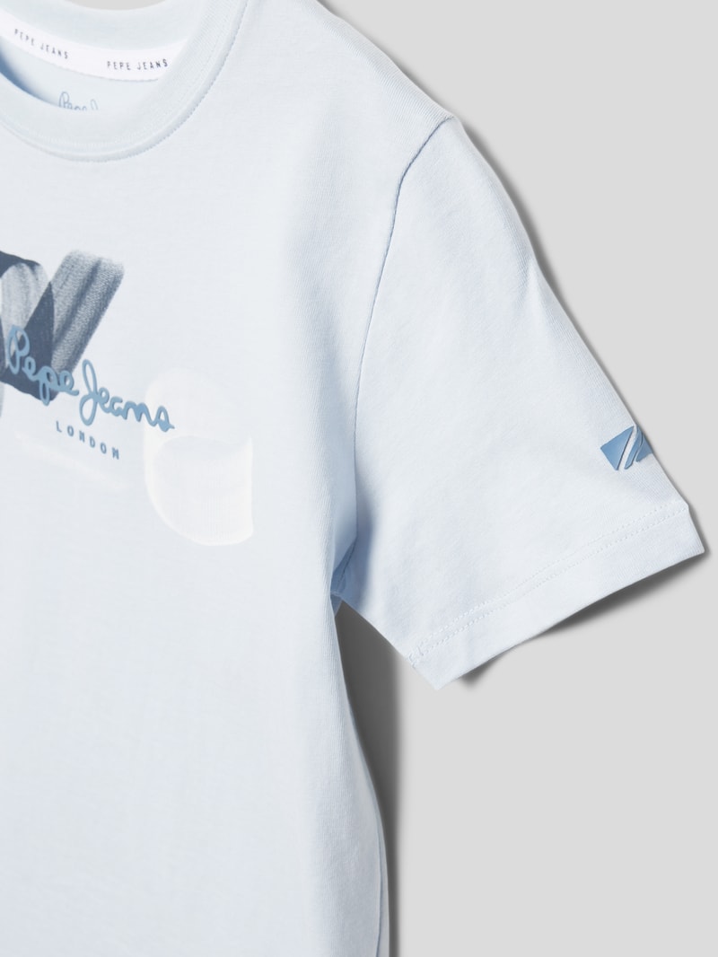 T-Shirt mit Label-Print in bleu