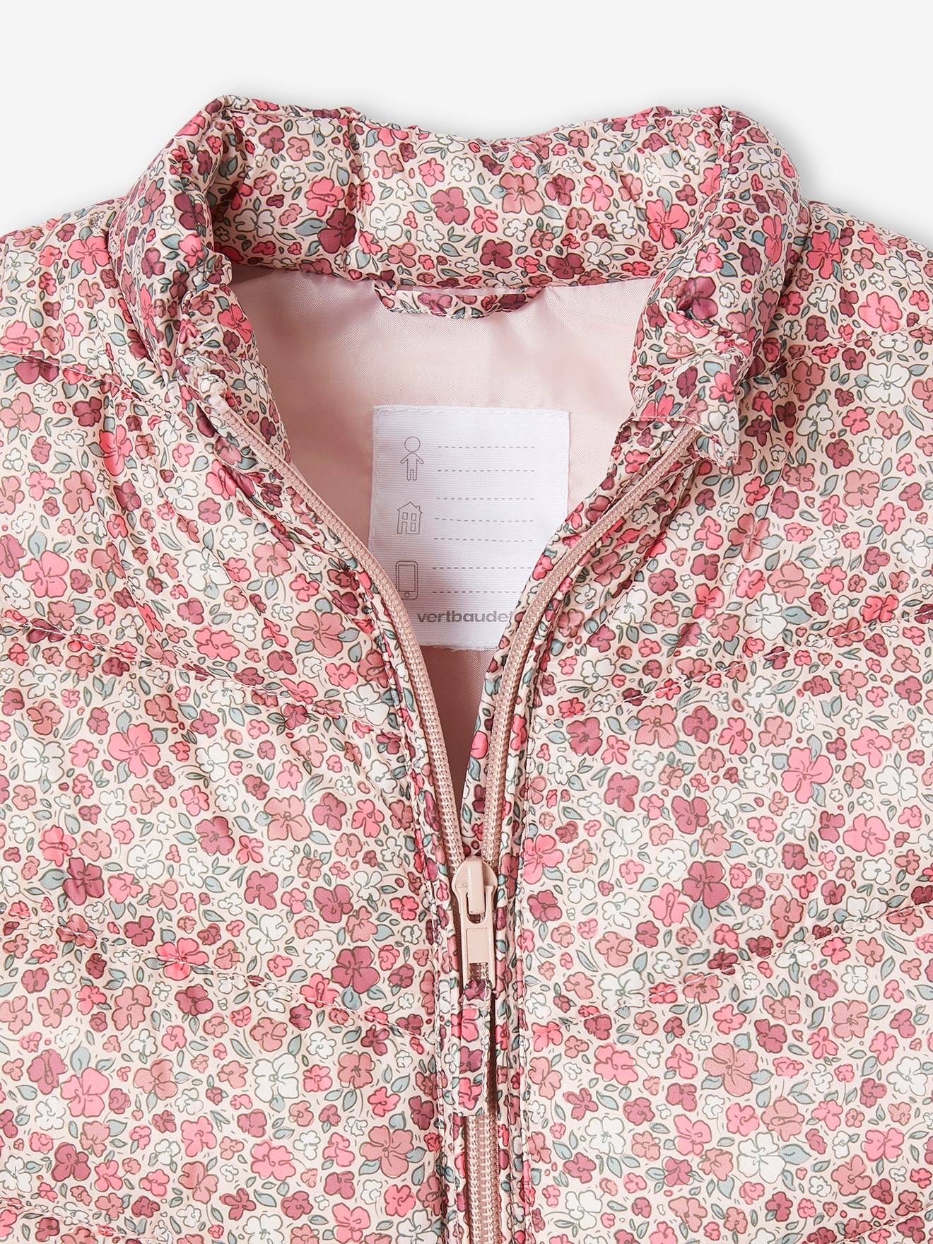 Doudoune sans manches sport fille rose imprimé
