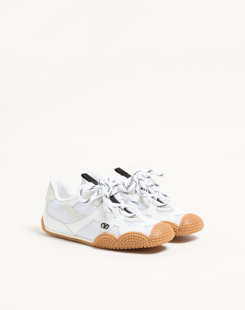 Baskets Amphibia en cuir de veau caoutchouté et cuir fendu
