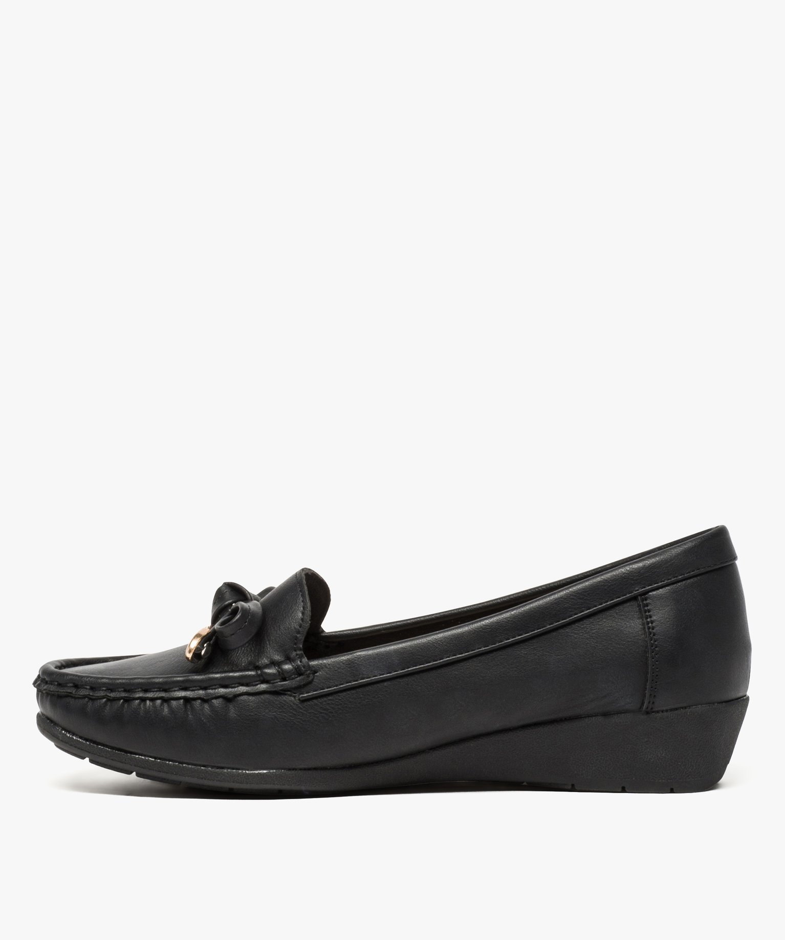 Mocassins confort unis à talon compensé femme noir | GEMO