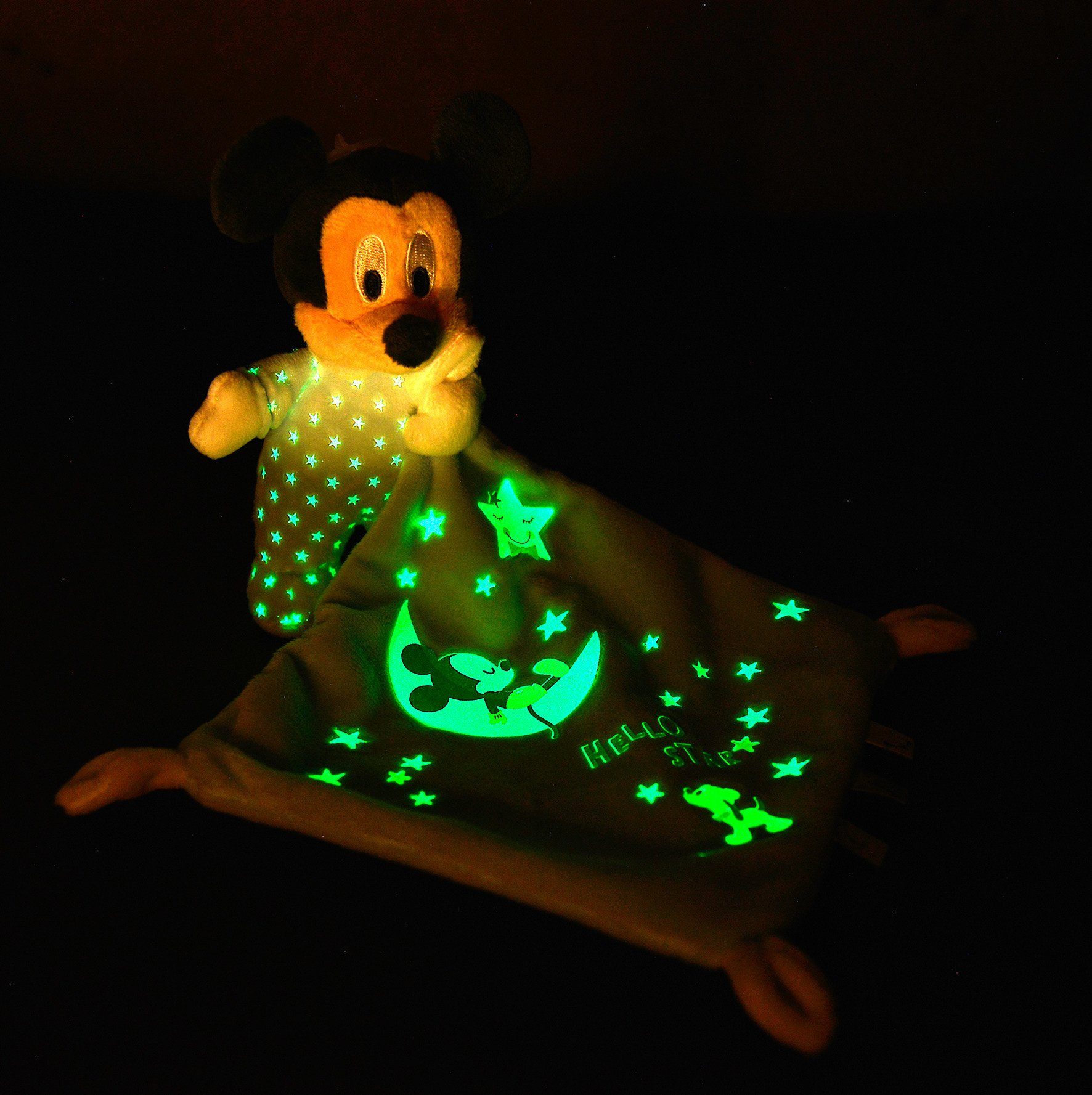 SIMBA Schmusetuch  Mickey Glow in the dark, Starry Night, mit leuchtenden Elementen