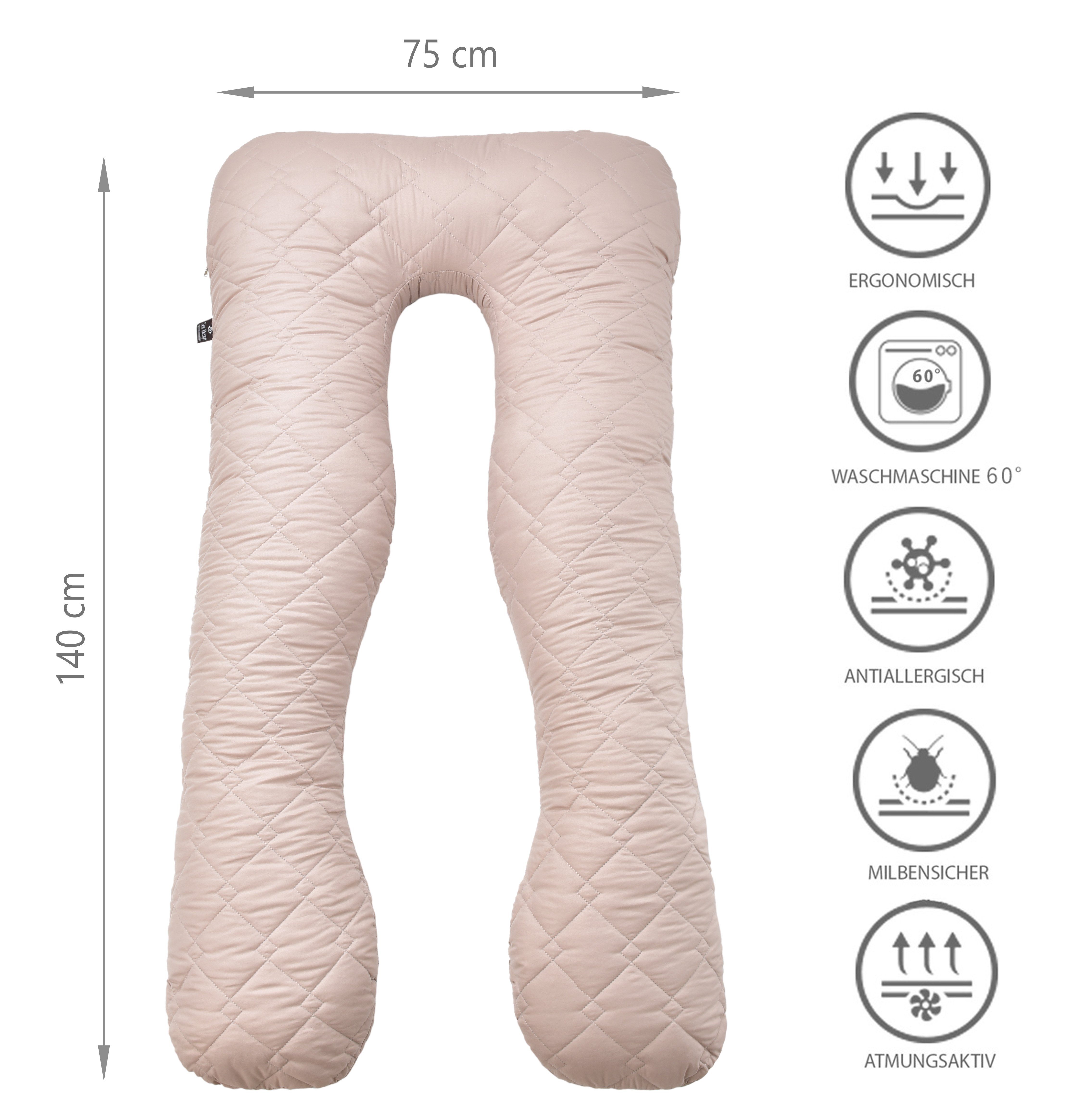 SEI Design Seitenschläferkissen Bodypillow - Körperkissen, 1-tlg., Schwangerschaftskissen gesteppt, Stillkissen
