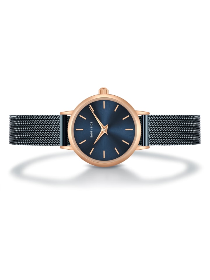 Eastside NY Damen Quarzuhr roségold Edelstahl blau in blau günstig kaufen 19 cm