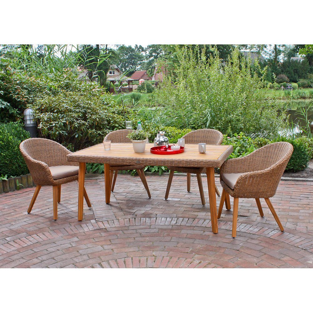 Lomadox Balkonset GARDA-120, Tischgruppe für den Garten oder Terrasse aus Akazie