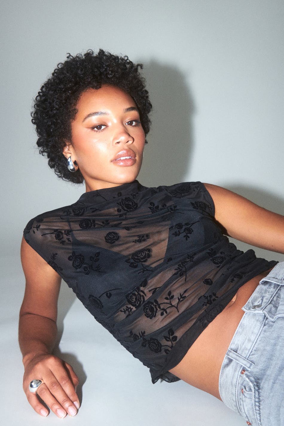 Burnout funnel neck top
